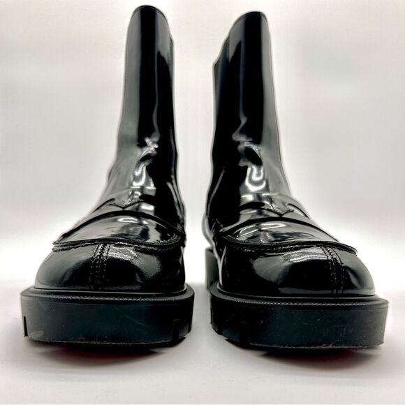CHRISTIAN LOUBOUTIN Montezu Brushed Leather Ankle Boots Black Lug Sole EU 39 US9 - Picture 6 of 15